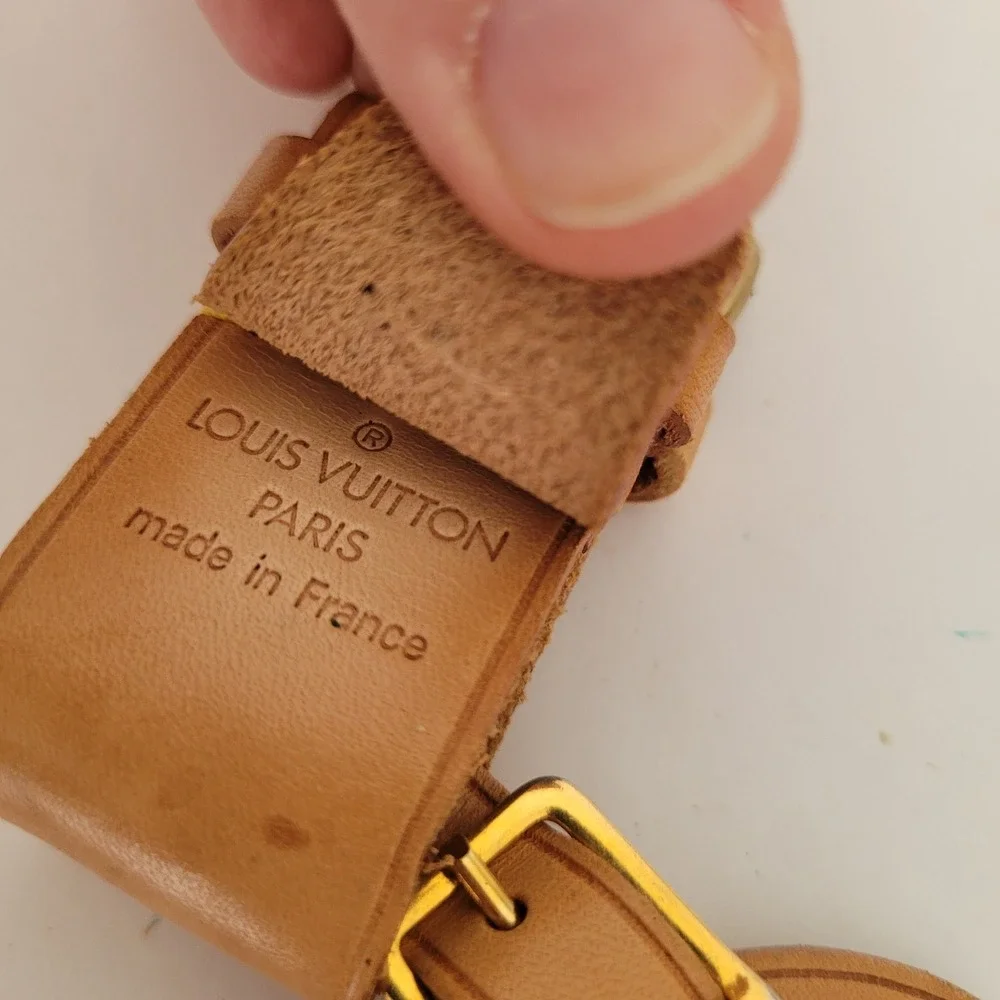 Louis Vuitton Vachetta Leather Luggage Tag and Poignet Set Made in France
